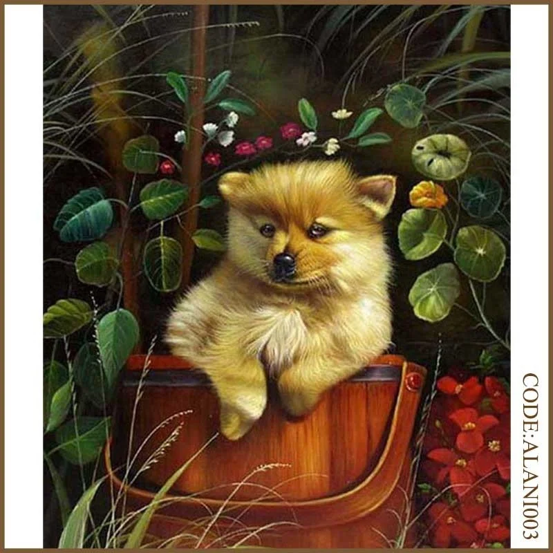Handmade hot sale pet dog portrait oil painting of love for home decoration
