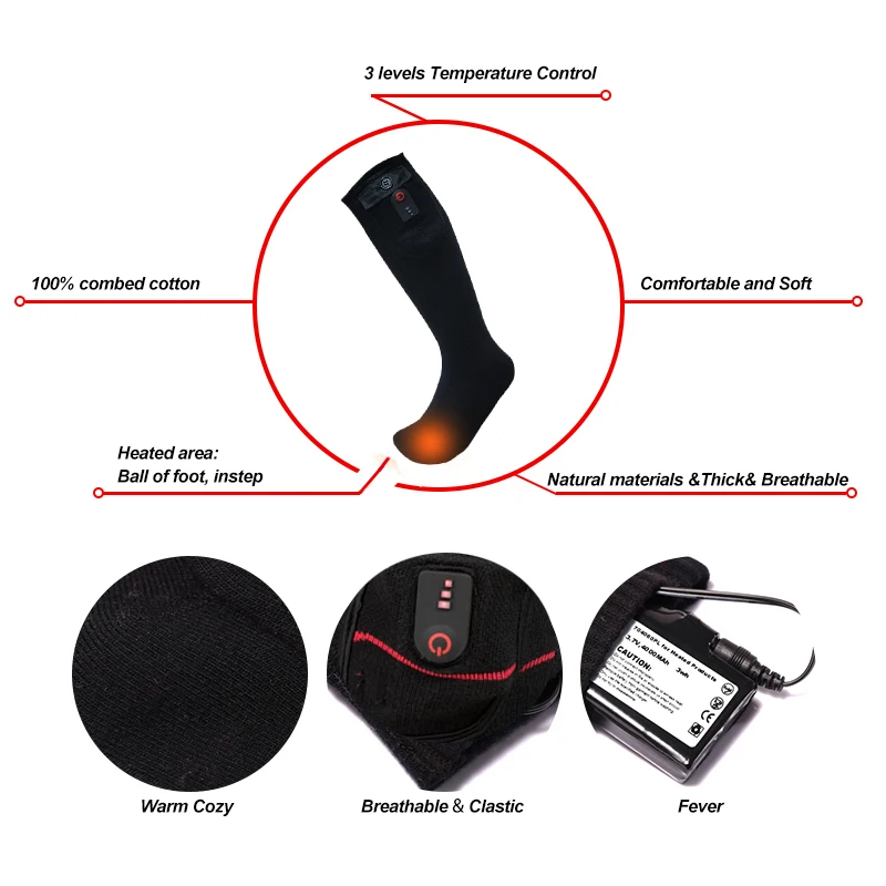 Wireless Remote electric heated socks,Remote warm electric socks winter Powered battery operated heated socks for Ski