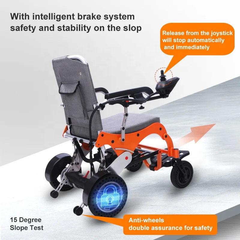 Portable Aluminum Travel Offroad Power Operated Folding Lightweight Wheel Chair Electric Wheelchair with Lithium Battery