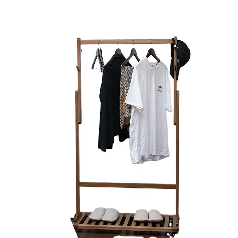 AiLiKEA Multifunction Bamboo Clothing Garment hanger Rack stand with Shoe Shelves living room  PLANT HOT SALE OEM&ODM CUSTOMIZED