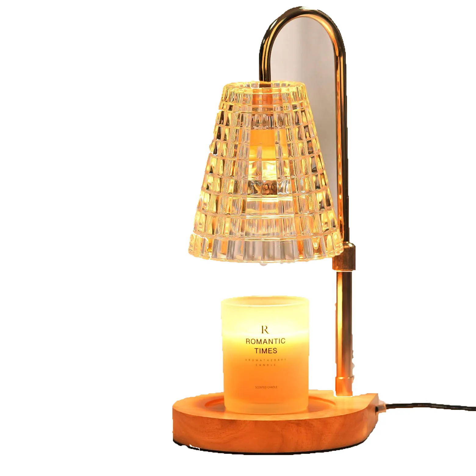 Professional Supply Modern Candle Warmer Lamp Adjustable Height Lamp Candle Warmer Table Lamp Wooden Base With Knob Switch