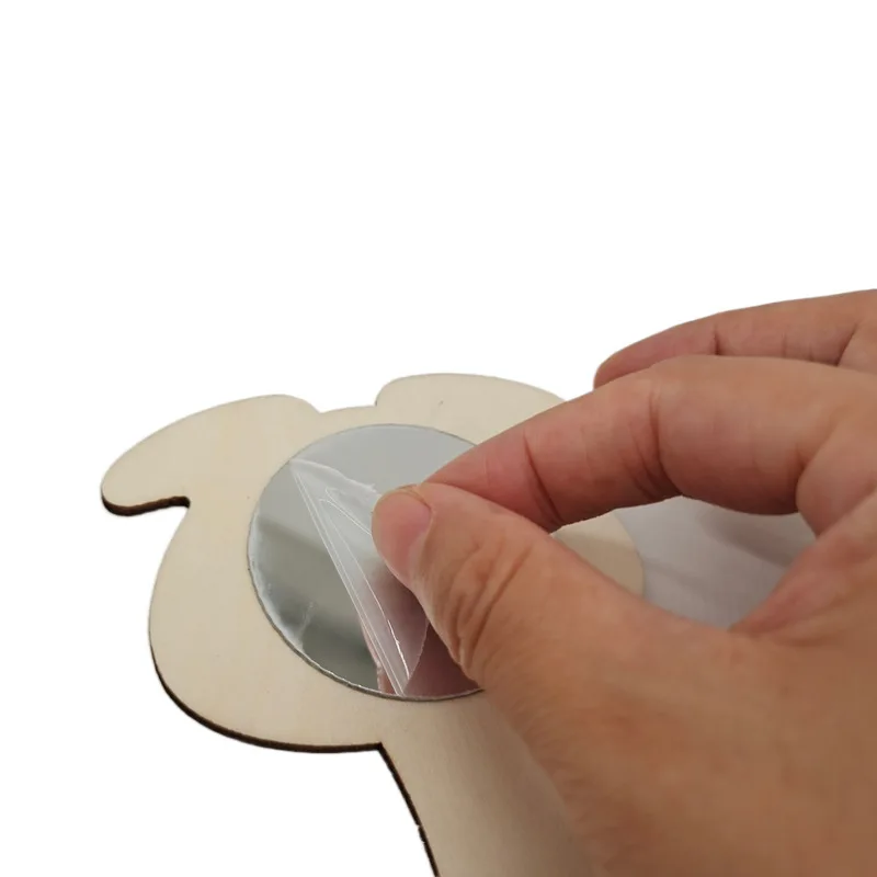 Wooden DIY Small Mirror Wooden Crafts Laser Cutting Wooden Chip Creative Decorative Mirror