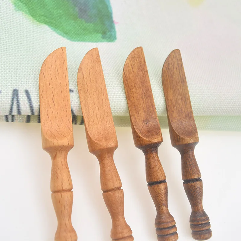 Small mini engraved butter spreader peanut mixing fly spreading wood butter knife set