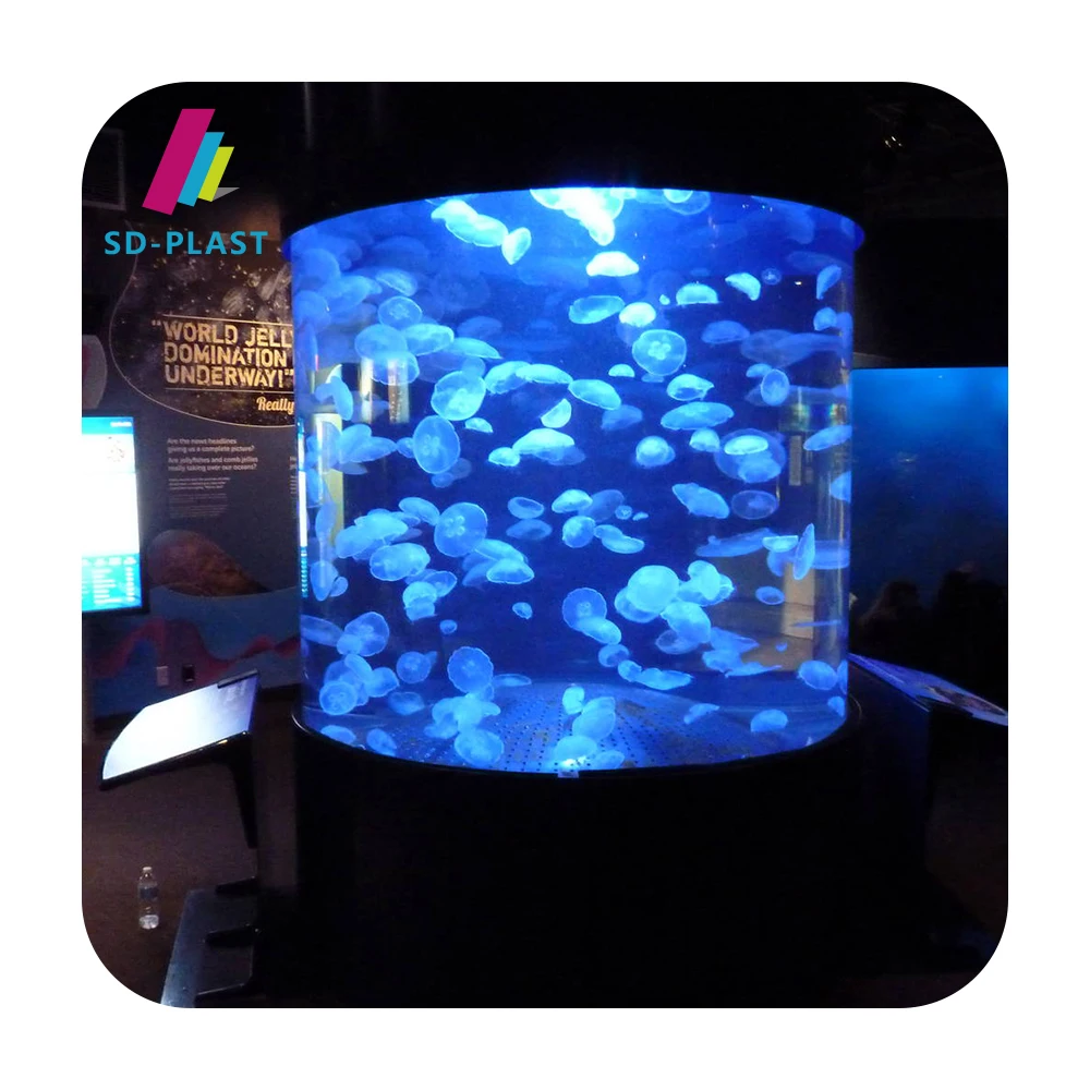 Ultra clear acrylic custom high transparency pmma cast glass large aquarium fish tank big acrylic cylinder aquarium