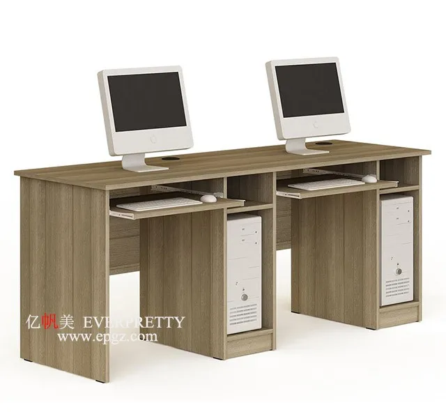 Office Furniture Two-person Computer Desk with CPU and Keyboard Holder for Student School Office Techer Wooden Table