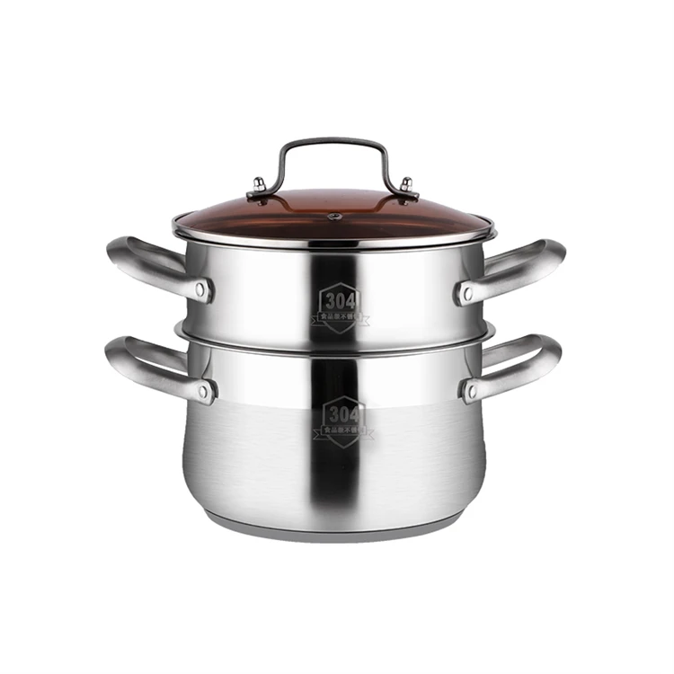 
304 Food Grade Stainless Steel Steamer And Cooker Cooking Pots 2 Layer Food Steamer Pot 