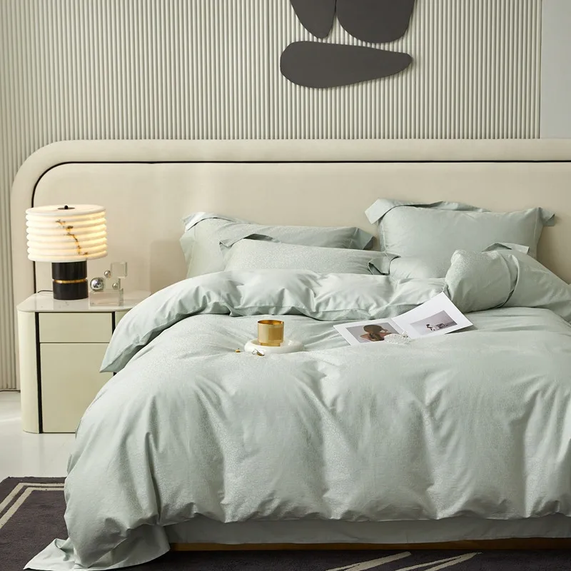 customized luxury soft colors hotel quality jacquard cotton bed sheet fitted flat with packing