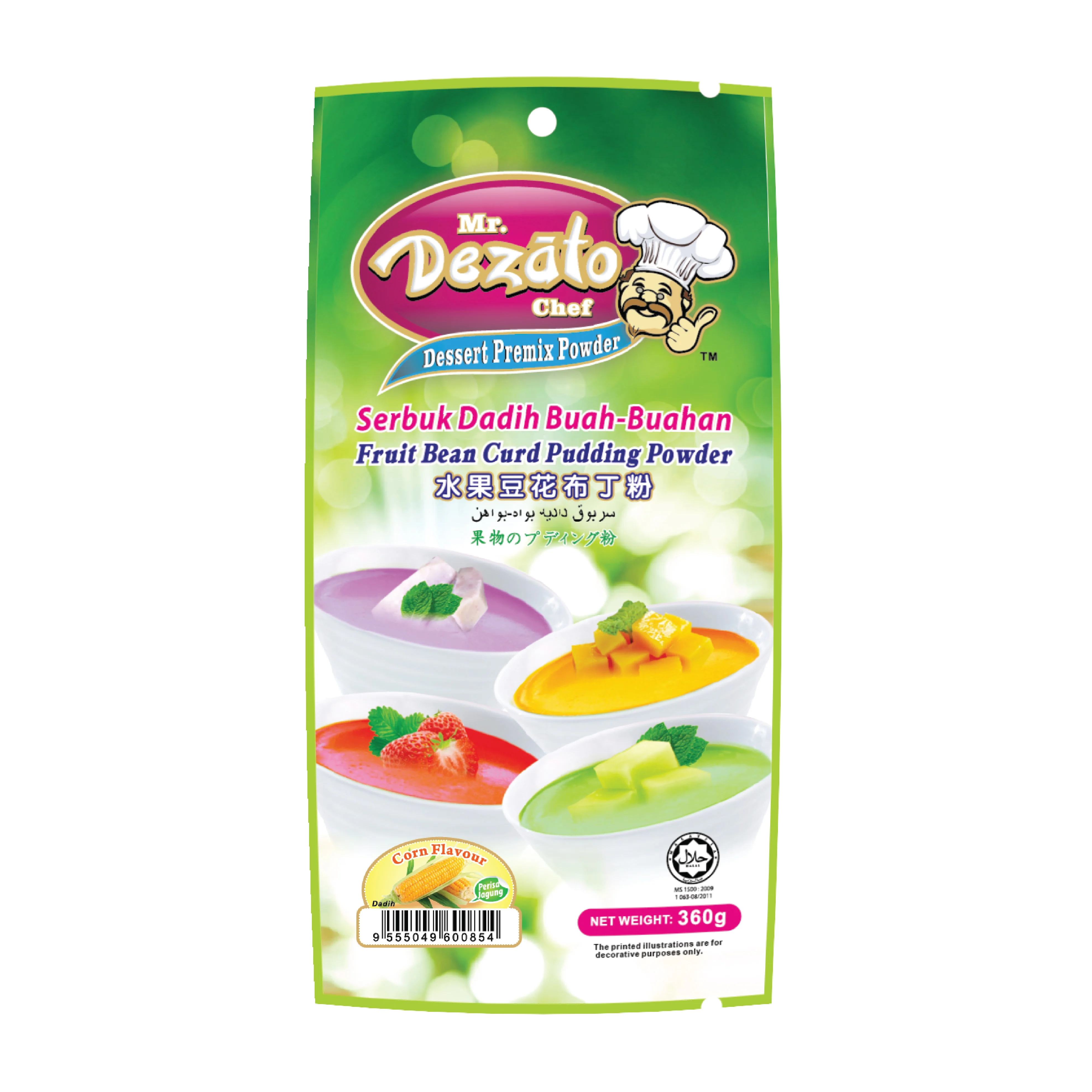 Malaysia Halal ISO 24Pkts x 360g Honey Melon Fruit Flavours Instant Dadih Pudding Powder