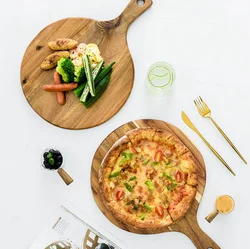 Pizza Dim Sum Fruit Cutting Chopping Western Food Bread Steak Solid Round Souvenir Wooden Trays And Serving Square Boards