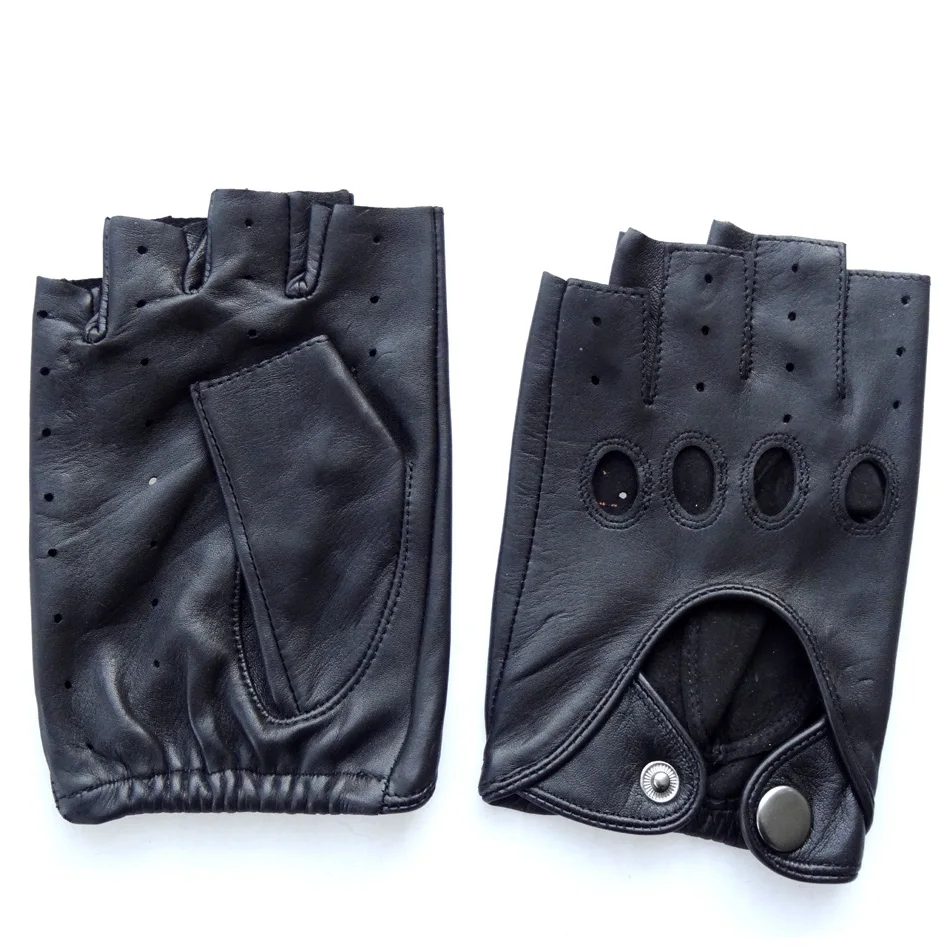 High quality driving leather mens fingerless leather gloves