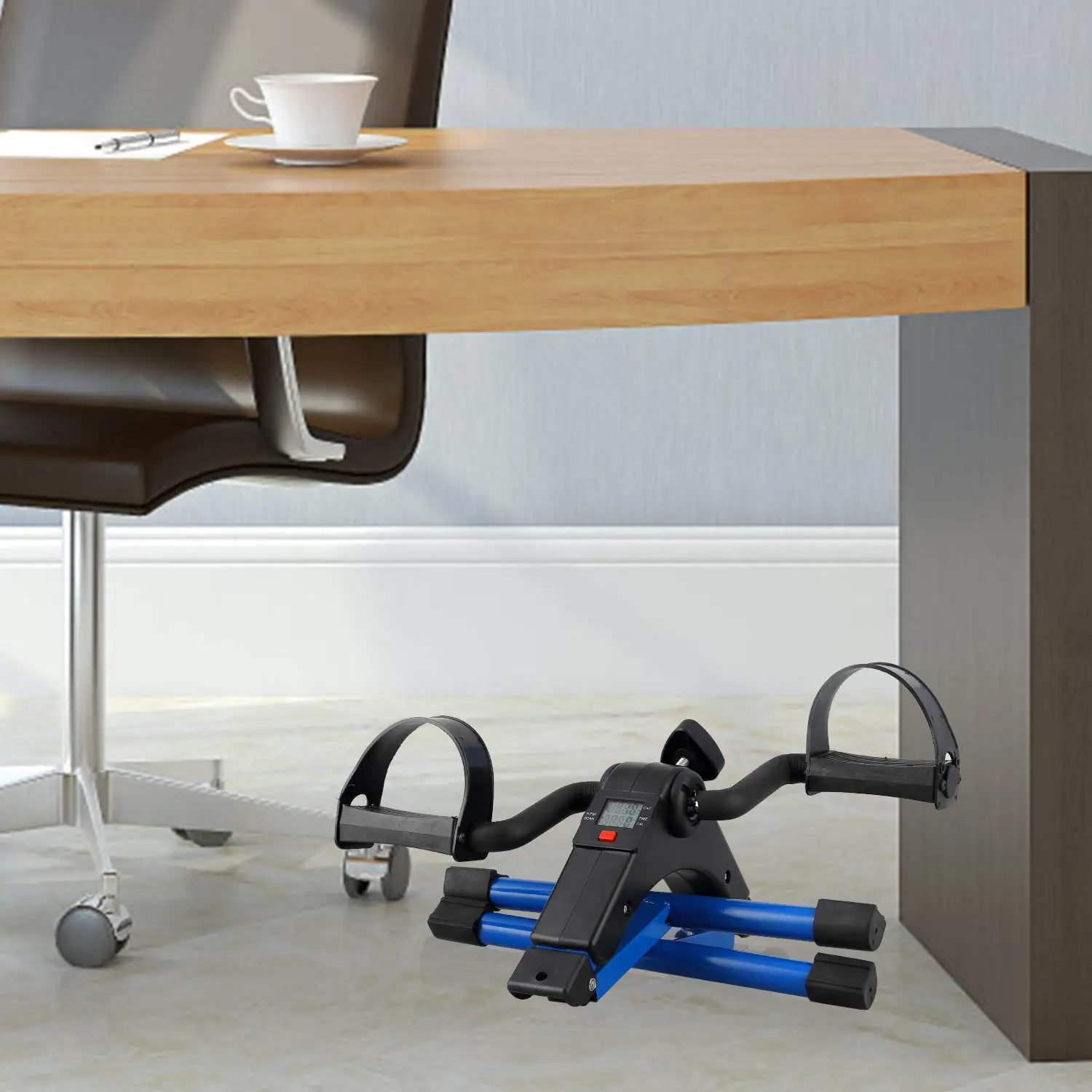 Folding Pedal Exerciser Home Recovery Under Desk Bike Mini Exercise Bike Pedal Exerciser with Tension Knob