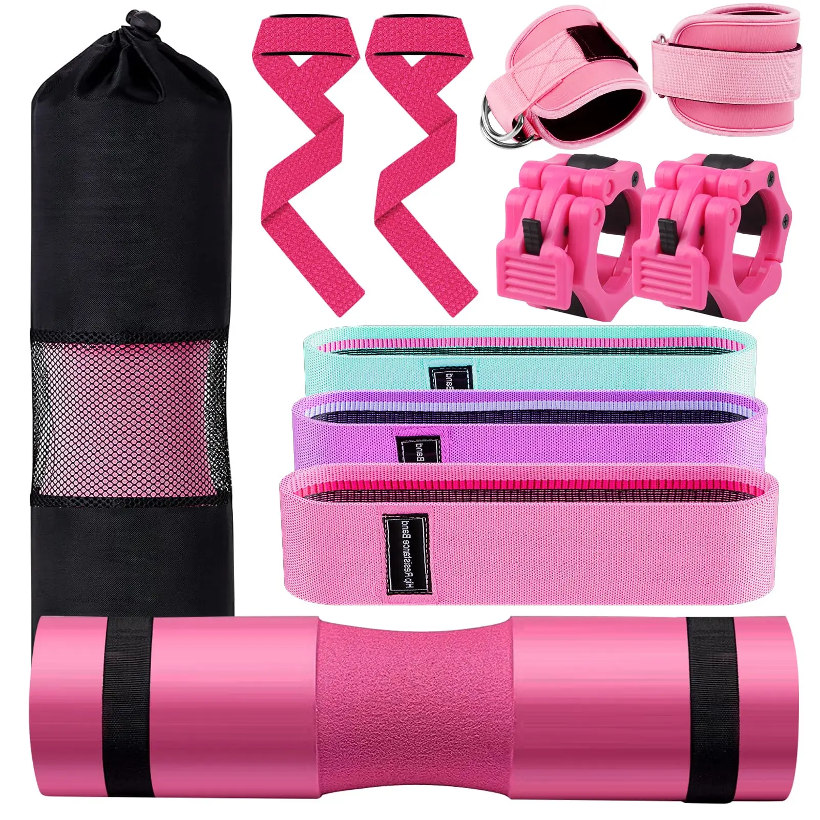Customized Weightlifting Foam Barbell Pad Squat Pad set / Fitness Hip Bands Workout Fabric booty band / Ankle Strap