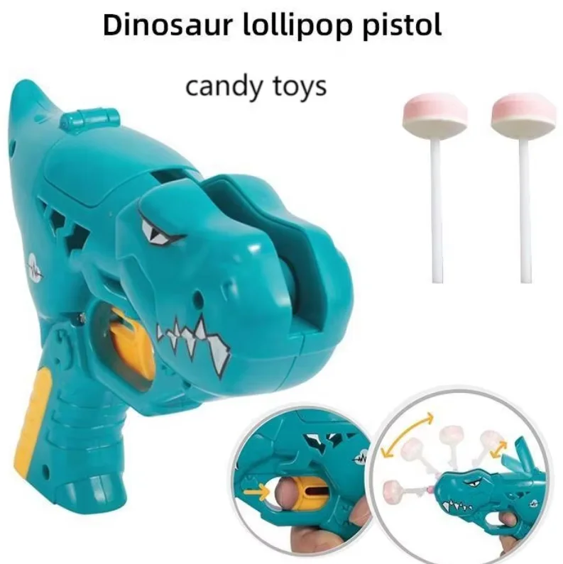 candy toy hot selling dinosaur lollipop holder with lollipop candy gun saver plastic for kids