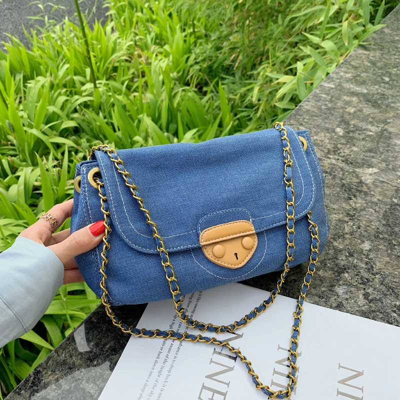 Wholesale Retro Denim Handbag 2021 Fashion Korea Jean Women Big Tote Bag For Ladies