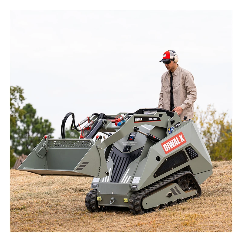 Boleo Earthmoving Machinery 25hp Diesel Engine Walk Behind Crawler Mini Skid Steer Loader With 4 In 1 Bucket