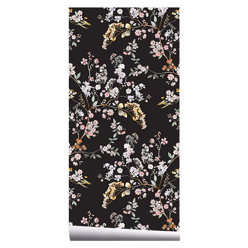 Amazon Hot Sale Modern Self Adhesive Mural Flower Wallpaper 3d For Restaurant Office Wallpaper Roll