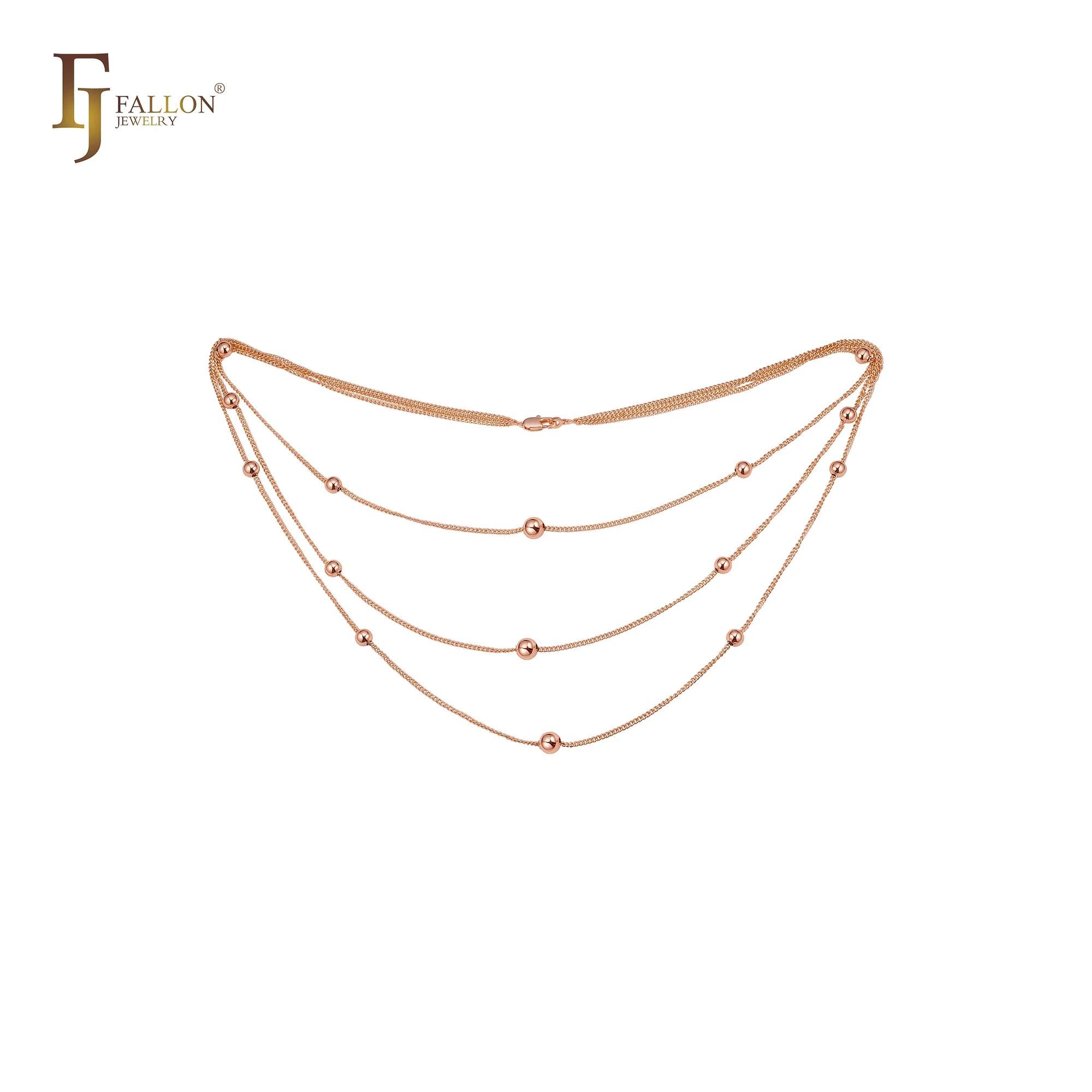F84190382 FJ Fallon Fashion Jewelry Beads Long Necklace, Plated in Rose Gold Brass Based