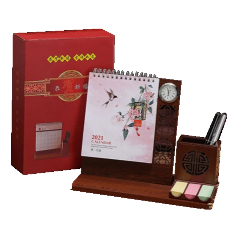 2022 Creative desk calendar storage pen holder desk calendar office desk calendar complimentary promotional gifts