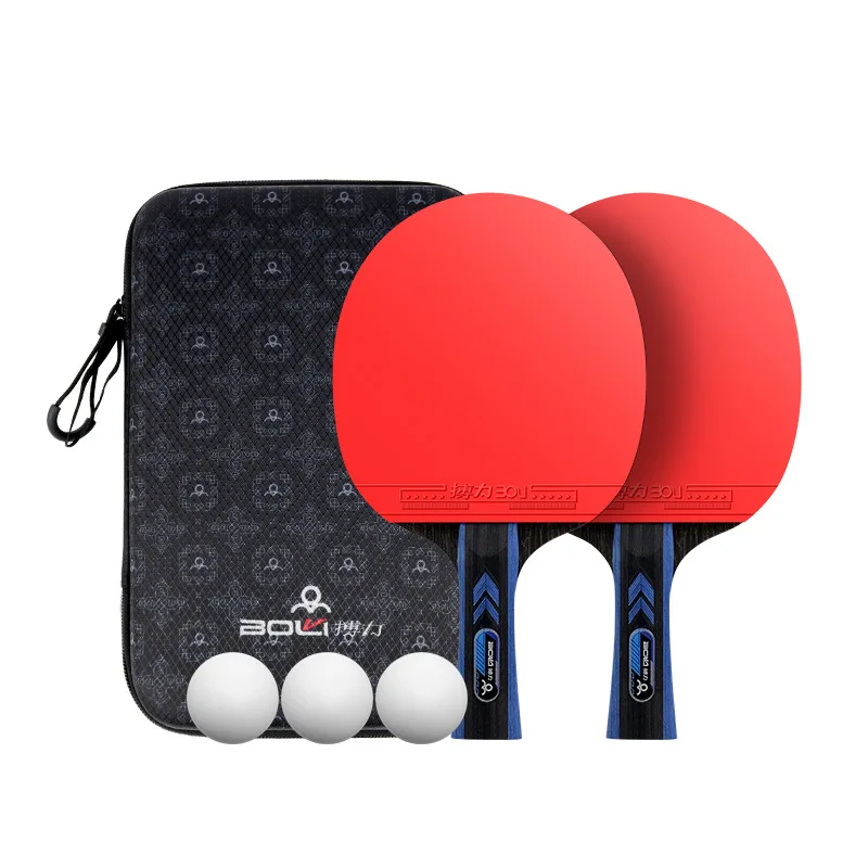 YoungJoy BOER F02 Beginner 2 bats 3 ball un-sticky rubber 7 layer pure wood training practice ping pang Table tennis racket set