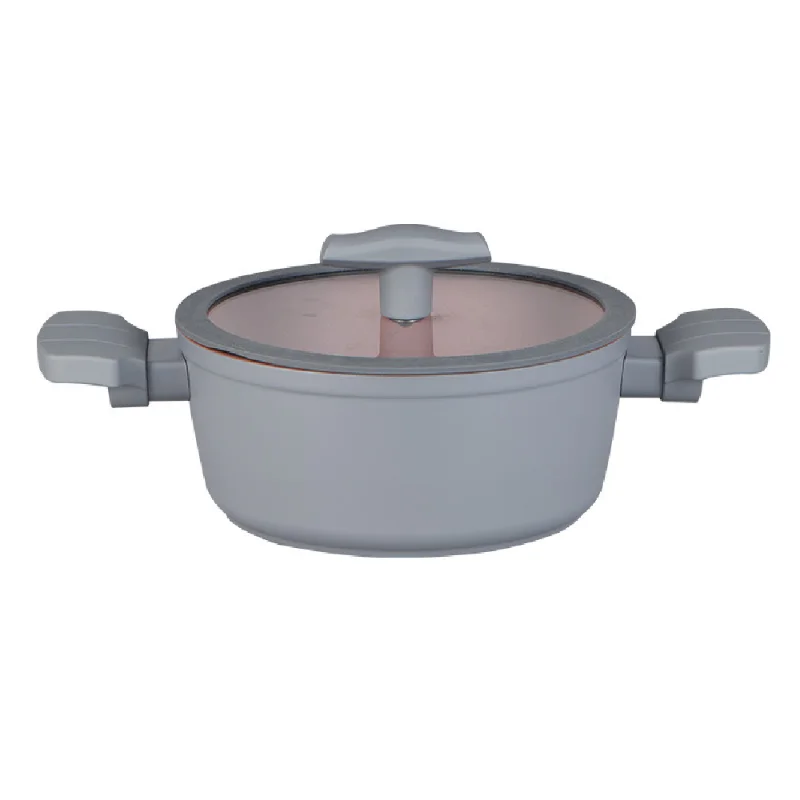 2022 New Pink Gray Aluminum Pot and Pan Non stick Cookware Sets Cooking Set