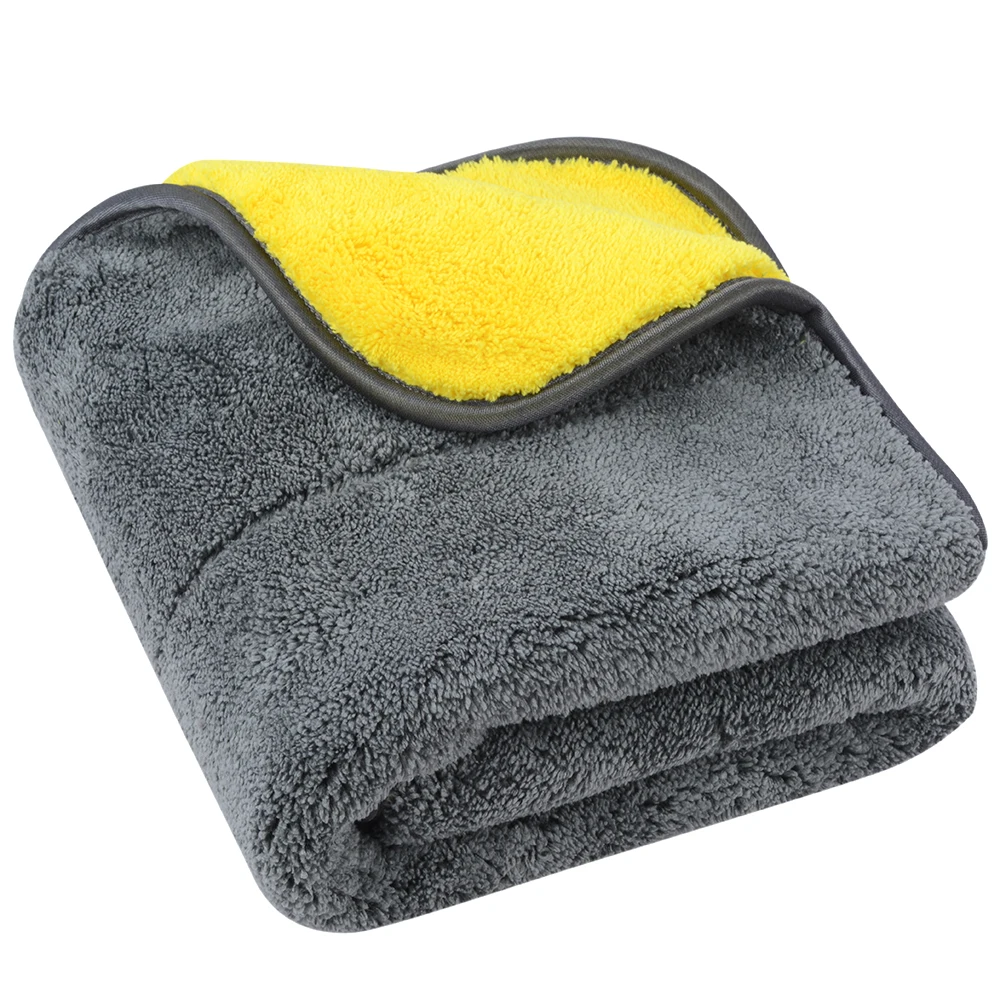 1000 gsm Car Care Twisted Loop Dual Layer Absorbent Plush Car Cleaning Drying Microfiber Cleaning Cloth Car Wash Towel