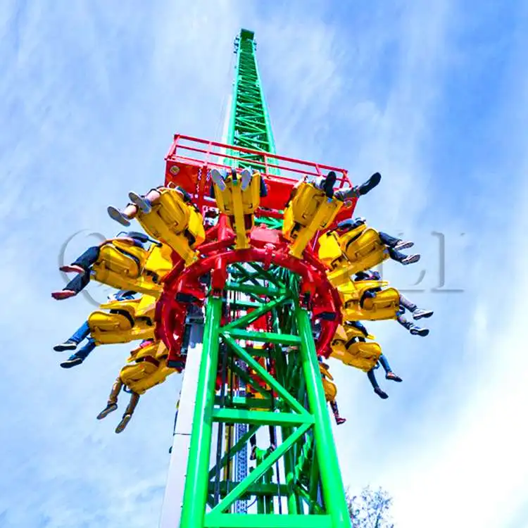 Rotating Amusement Ride Free Fall Tower Rides Drop Rotating Tower For Sale