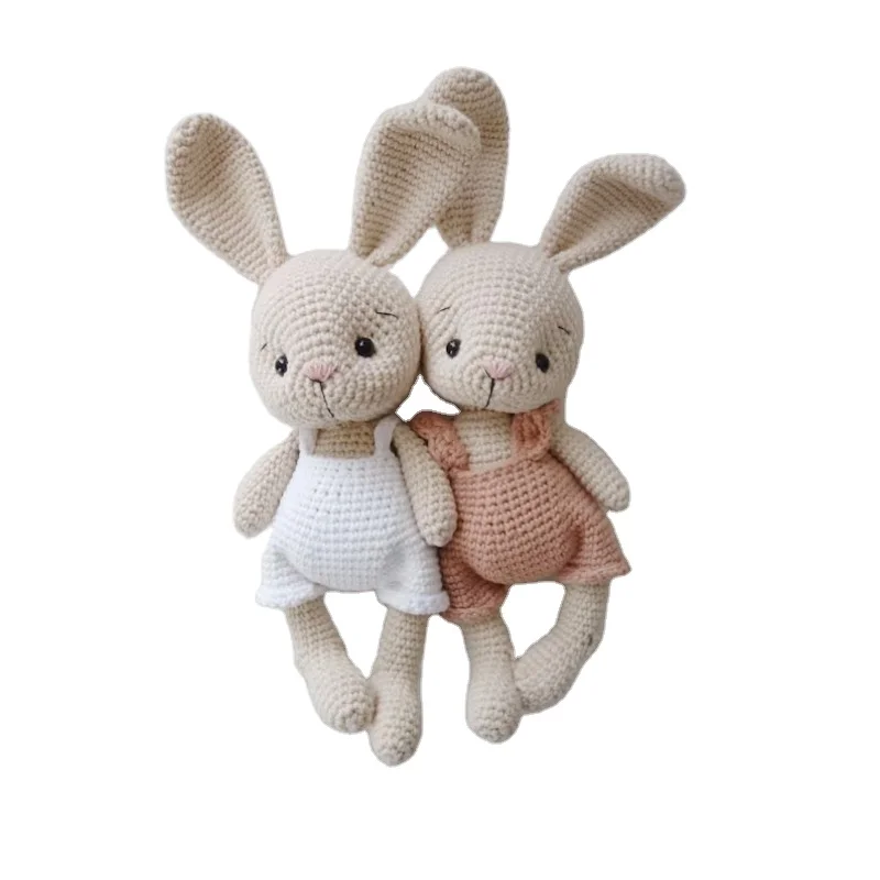 Hot Sale 100% Cotton Handmade Stuffed Animal Amigurumi Rabbit Toys Crochet Mini Bunny Doll for Baby Shower Gifts