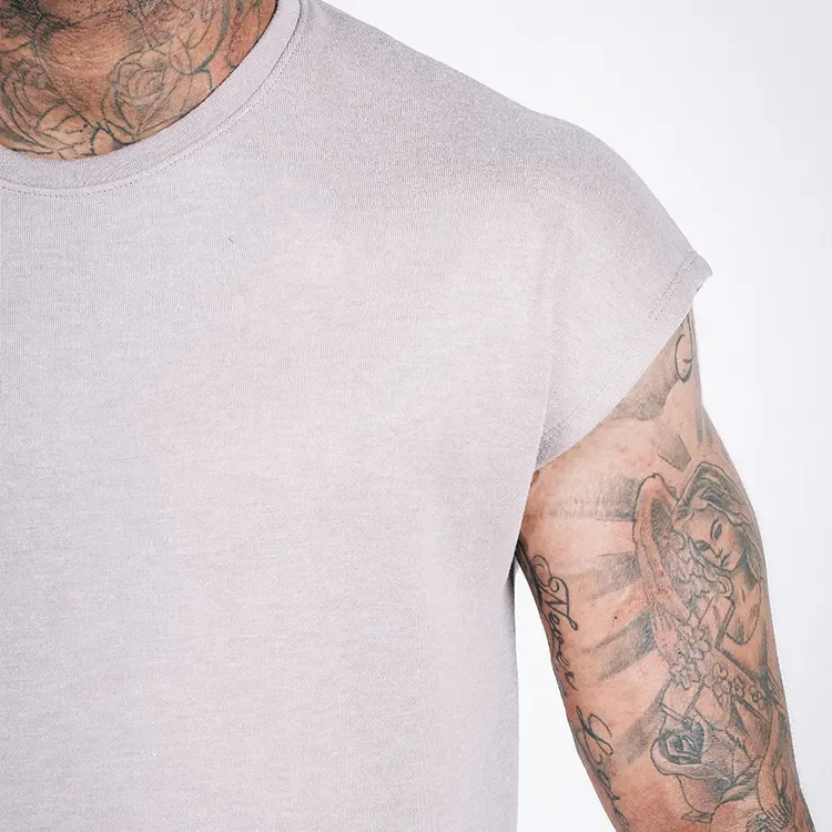 High quality 220 gsm cotton t shirt streetwear blank side slit casual sleeveless t shirt