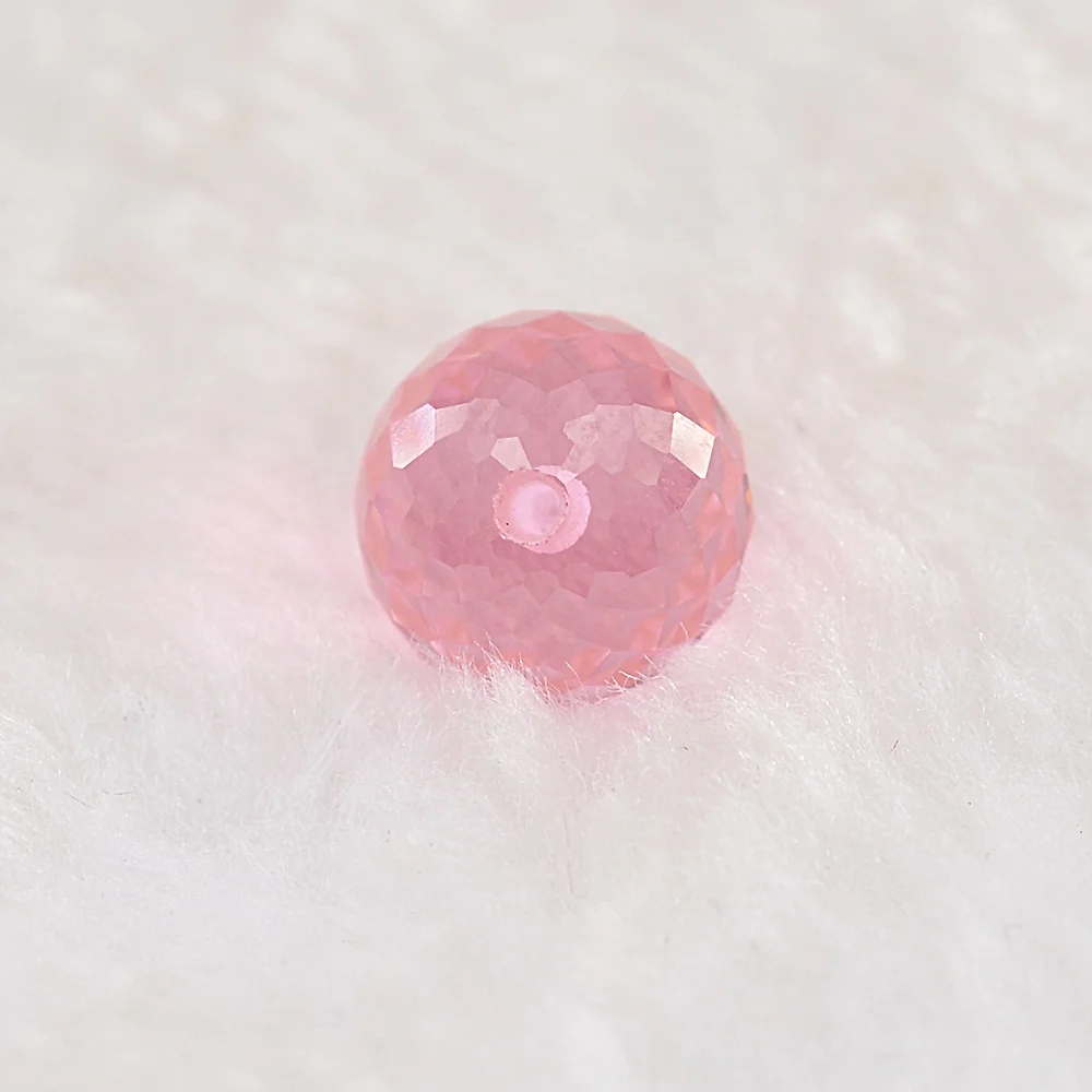 Wholesale price glass stone bead pink with hole synthetic loose Nanosital gemstone