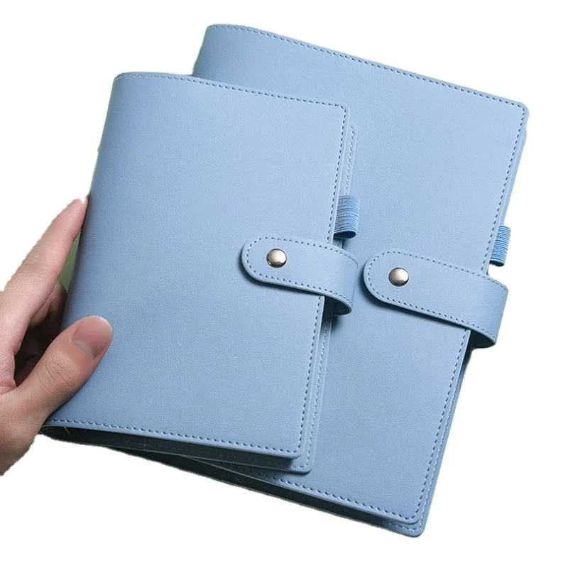 Travel PU Leather A5 Journal  Aesthetic Hard Cover Notebook Candy Color Planner Blue Leather Notepad