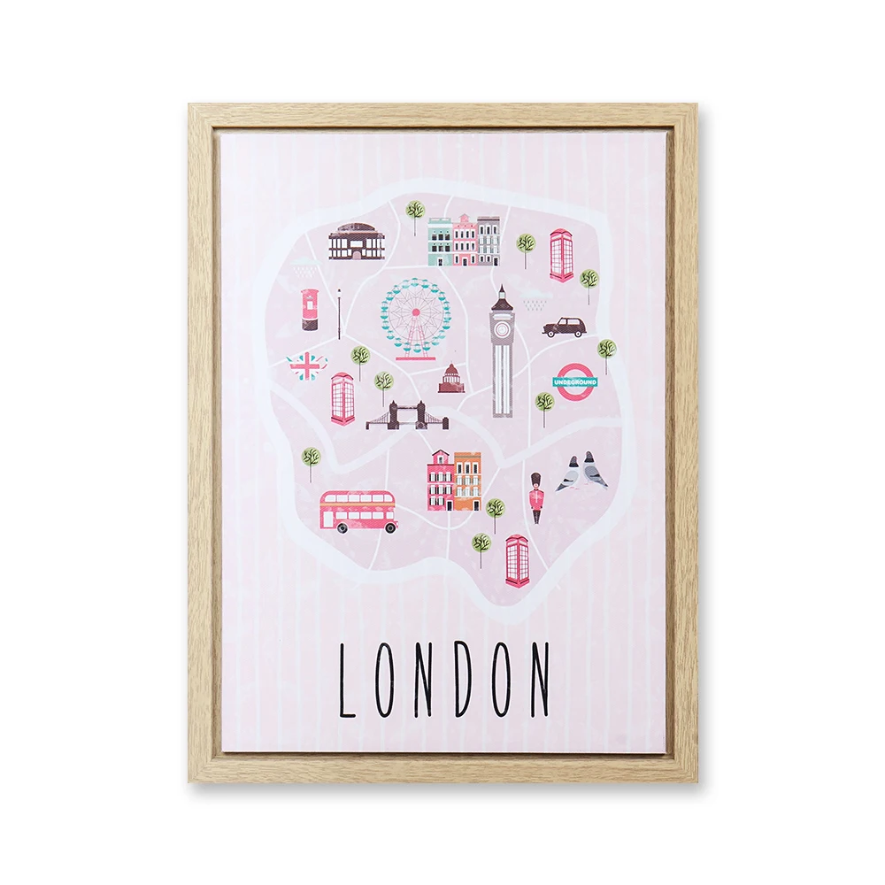 Изготовленный на заказ современный городской украшения картина мультфильмы Карта города wall art Холст Картина с ps защелка для