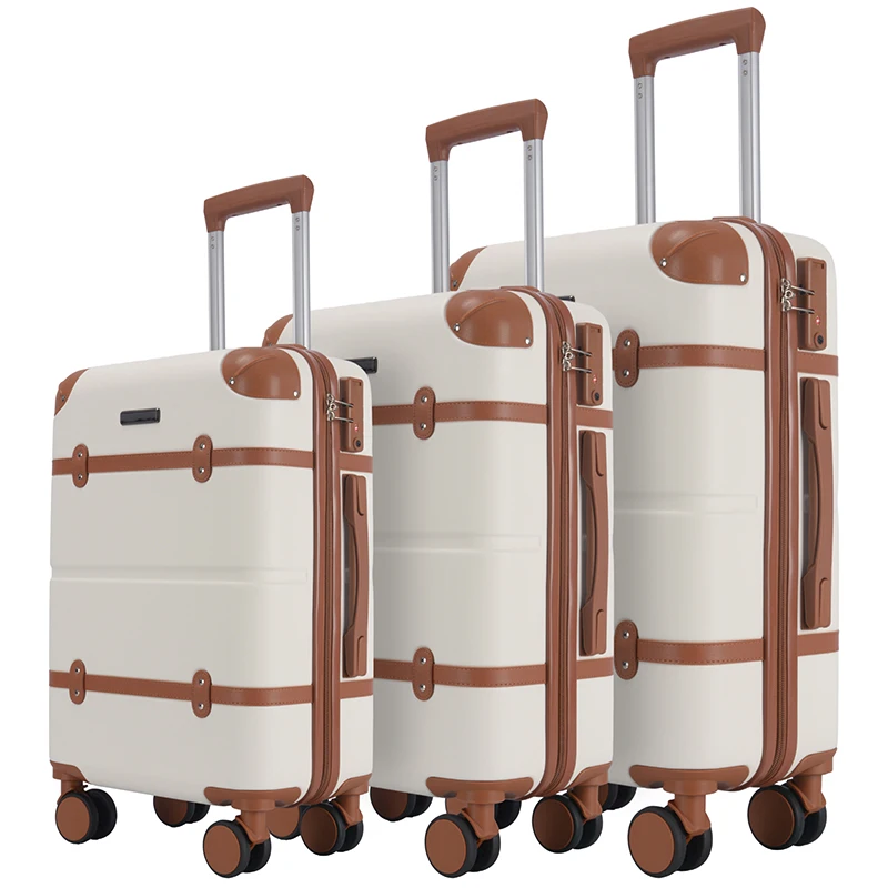New Arrival Retro ABS Travel Luggage Custom Logo Carry on Suitcase Lightweight Traveling Bag Trolley Set