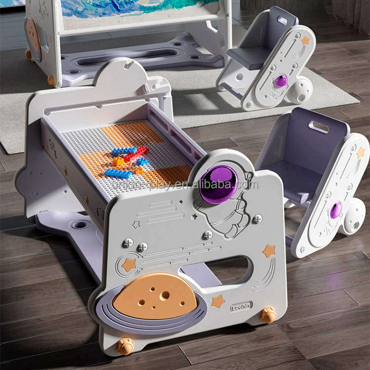 Kids Activity Play Tables with Storage Box Chair Multi Building Block Study Table Desk Toys Set for Toddlers Boys Girls Playroom