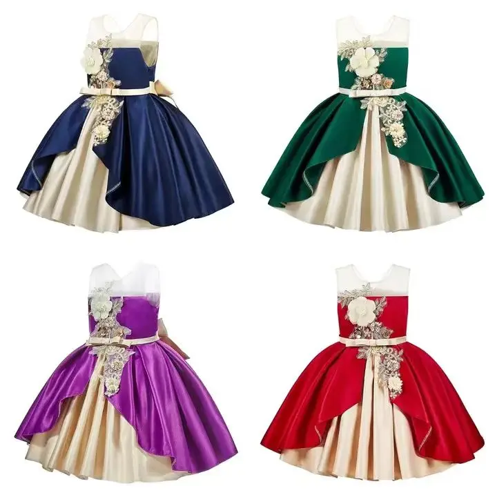 Infant Princess Dress Girls Flower Wedding Party Birthday Tutu Clothes Newborn Infant Bow Kids Dresses