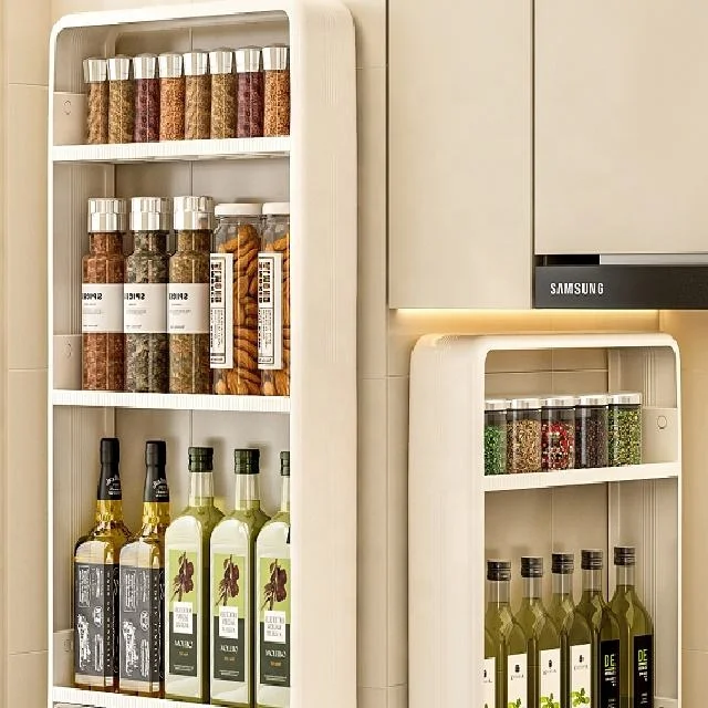 hot sell Plastic 3 layers White Wall Mounted Kitchen Condiment Storage Rack Organizer Cabinet Storage Drawer Kitchen Spice Rack