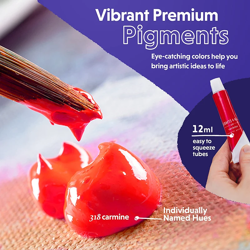 Non-Toxic Craft Paint Christmas Painting Kit 24 Colors Acrylic Paint Set for Art Supplies