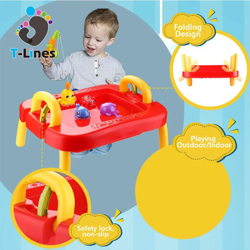 Beach play game set plastic fishing water table toy for kids