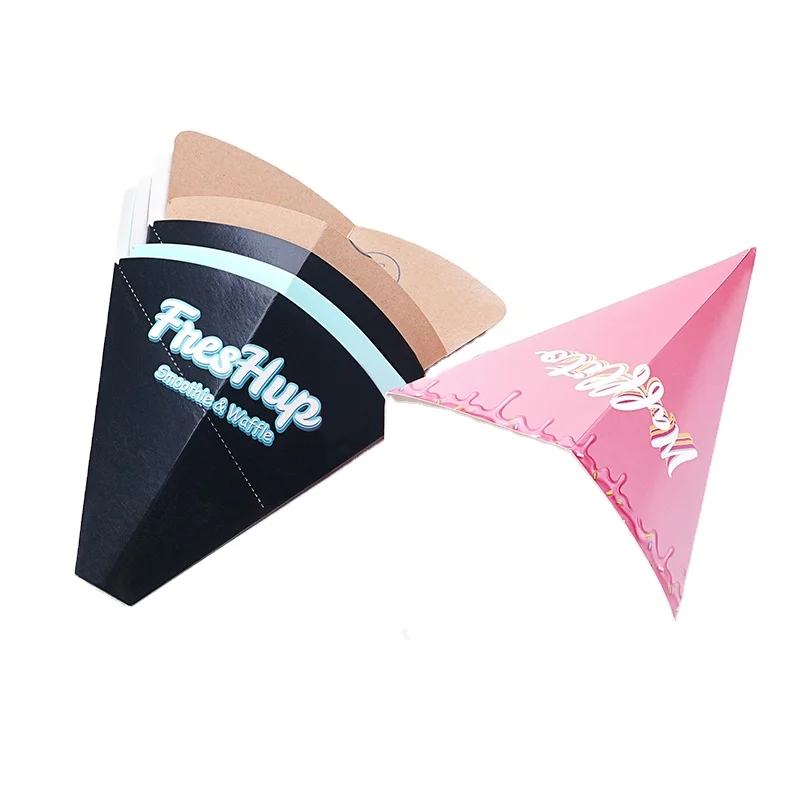 Custom Logo Biodegradable Takeaway Waffle Packaging Box Food Container White Kraft Bakery Paper Boxes