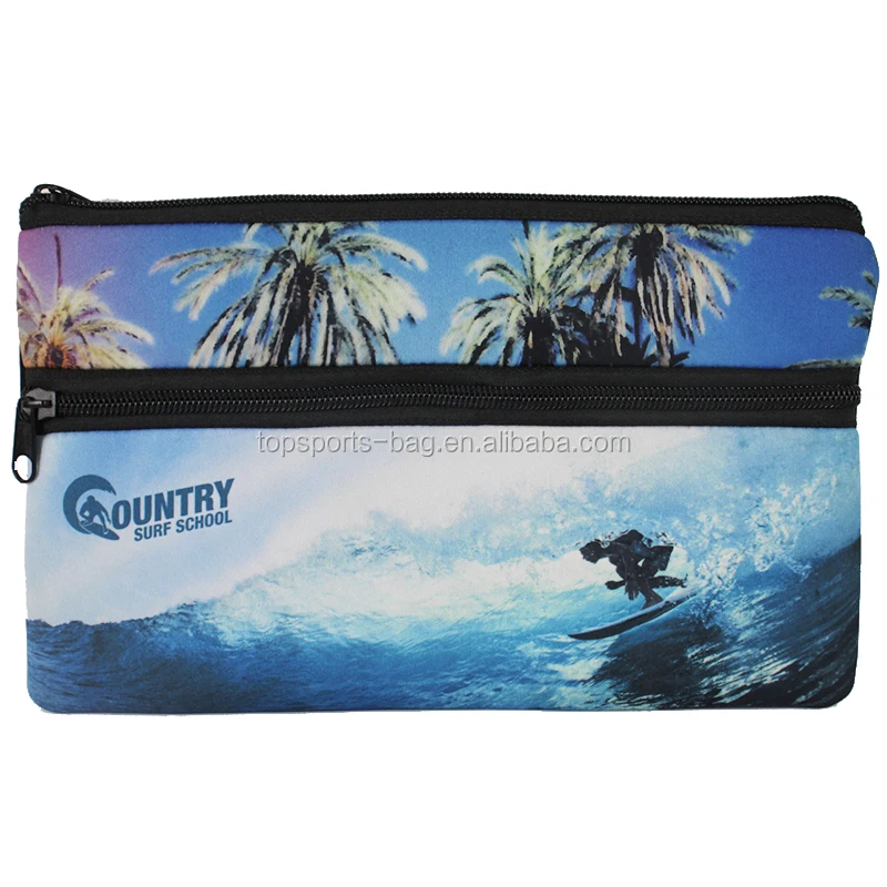Stationary Custom Sublimation Pattern Print Large Capacity Pencil Cases with Two Pocket Neoprene Pen/Pencil Holders