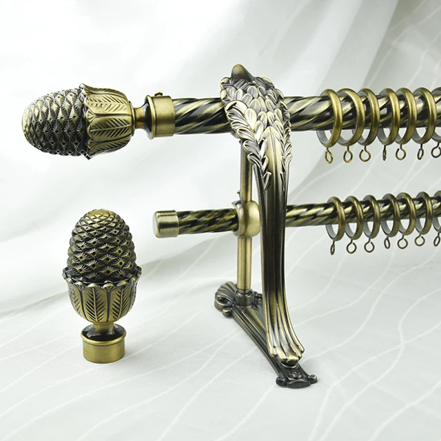 KEEWO Factory Price Fashion 28/19mm Bronze Curtain Finials Twisted Curtain Pole curtain Rod Accessories