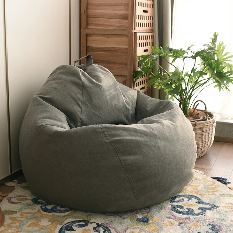 YJ Dorm Floor Sofa Pear Big Bean Bag Chair Bedroom Corner Couch Living Room Furniture for Kids and Adults Velvet Sofa Cover Only