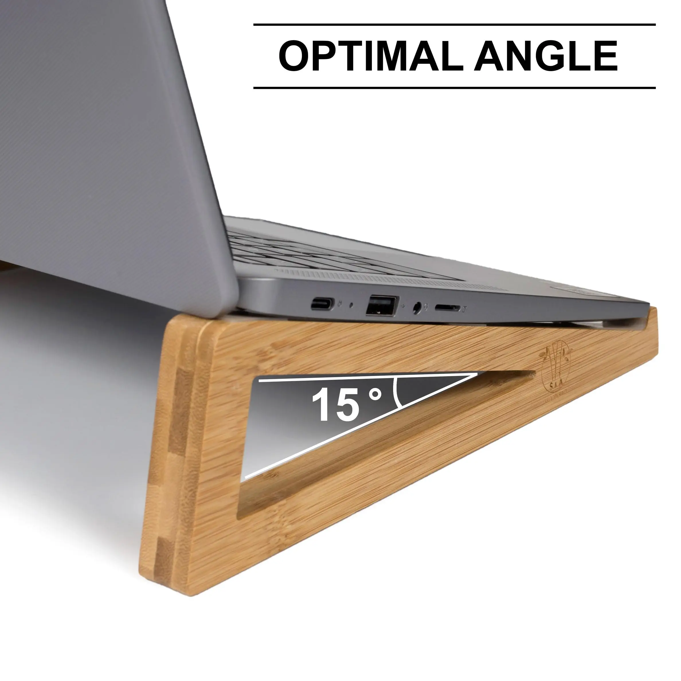 Factory Custom Bamboo Wooden Laptop Stand Portable Desk Laptop Holder for Tablet Compact Travel Laptop Stand with Silicone Pads