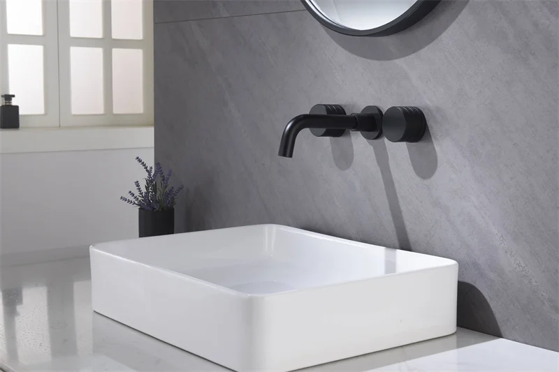 8 Inch Widespread Bathroom Sink Faucet Waterfall 2-Handle 3 Holes Wall Mount Wash Hand Basin Mixer Tap