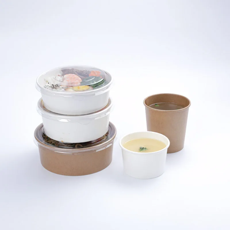 disposable kraft paper bowl paper to go food packaging paper container on sale