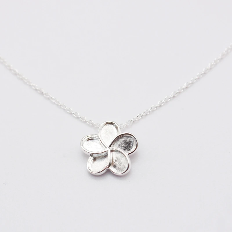 Gostar Jewelry Sterling Silver Hawaii  Fire Opal Frangipani Flower Opal Blank for Inlay Pendant Necklace