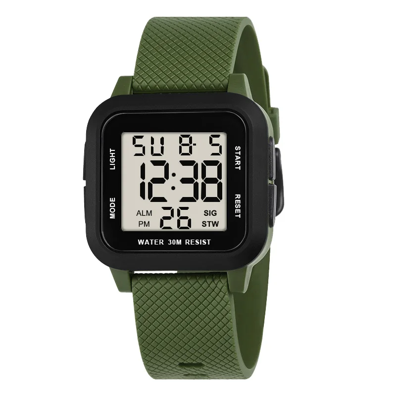 Sports Alarm Clock Auto Date chronograph china Complete Calendar  Water Resistant square digital watches