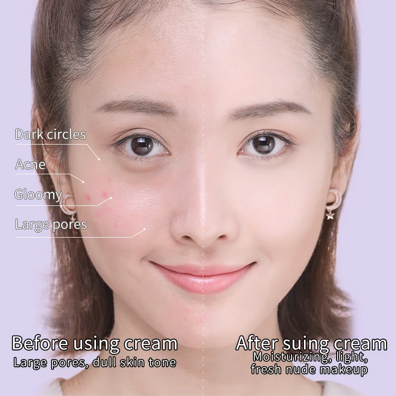 Factory price natural plant based makeup tricolor rainbow oil control whitening foundation makeup base primer