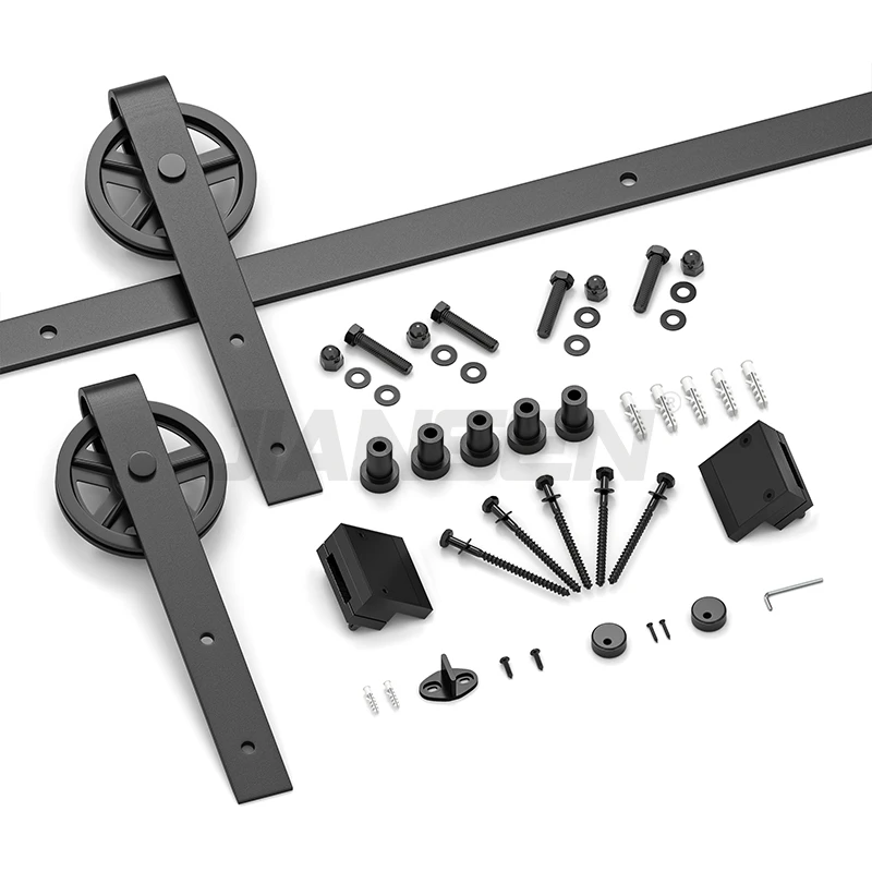 Customized 5-16 ft Modern Sturdy Barn Doors Hardware Big Wheel Rail Hanging Slide Track Barn Doors Hardware