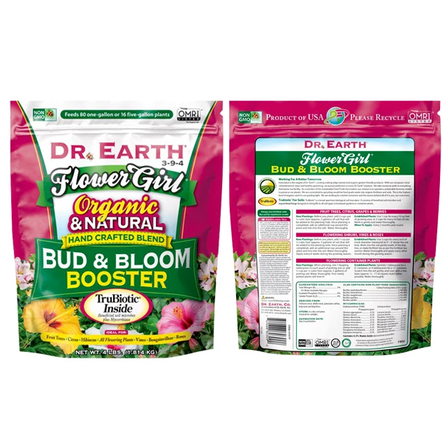 Custom 4 lbs sealing strip moistureproof stand up pouch for flower bird  animal plant feeding fertilizer supplies packaging bag