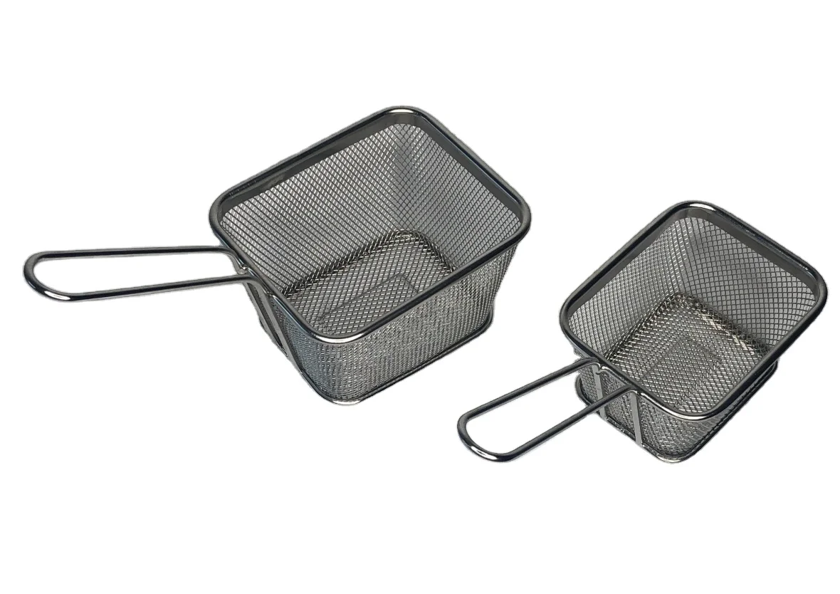 
Amazon Minli High Quality Stainless Steel Mini French Fry square Basket For Fried Chip And Chicken 